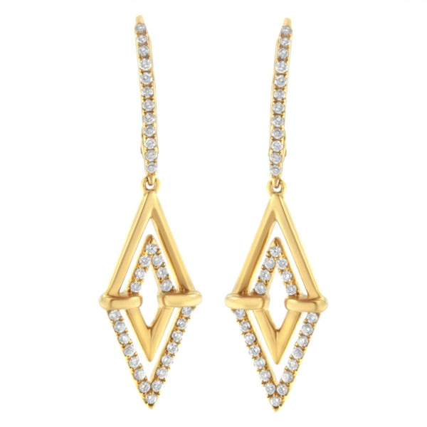 3/8 Ct. T.W. Double Triangle Drop and Dangle Diamond Earrings in 14K Yellow Gold, photo 1
