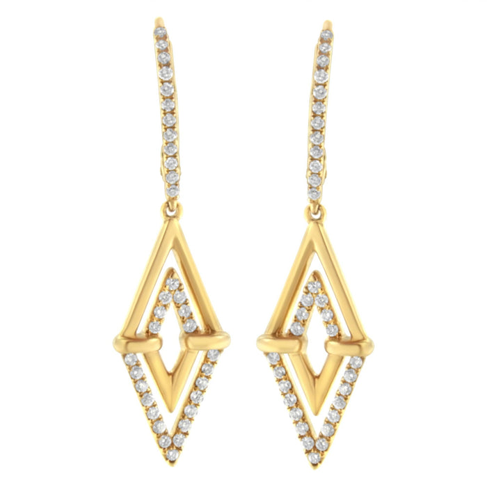 3/8 Ct. T.W. Double Triangle Drop and Dangle Diamond Earrings in 14K Yellow Gold, photo 1