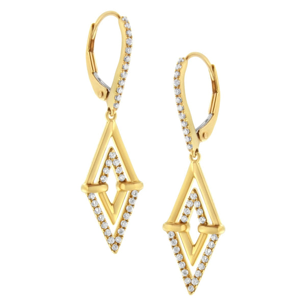 3/8 Ct. T.W. Double Triangle Drop and Dangle Diamond Earrings in 14K Yellow Gold, photo 2