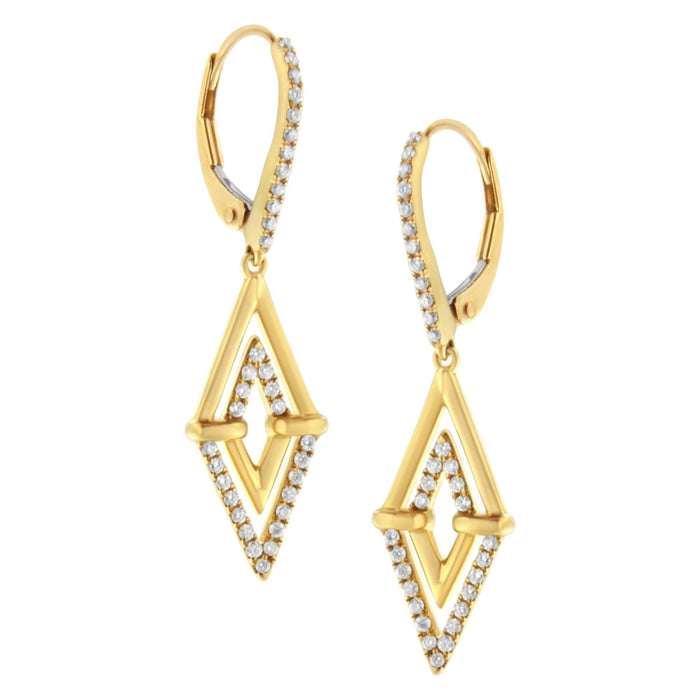 3/8 Ct. T.W. Double Triangle Drop and Dangle Diamond Earrings in 14K Yellow Gold, photo 2