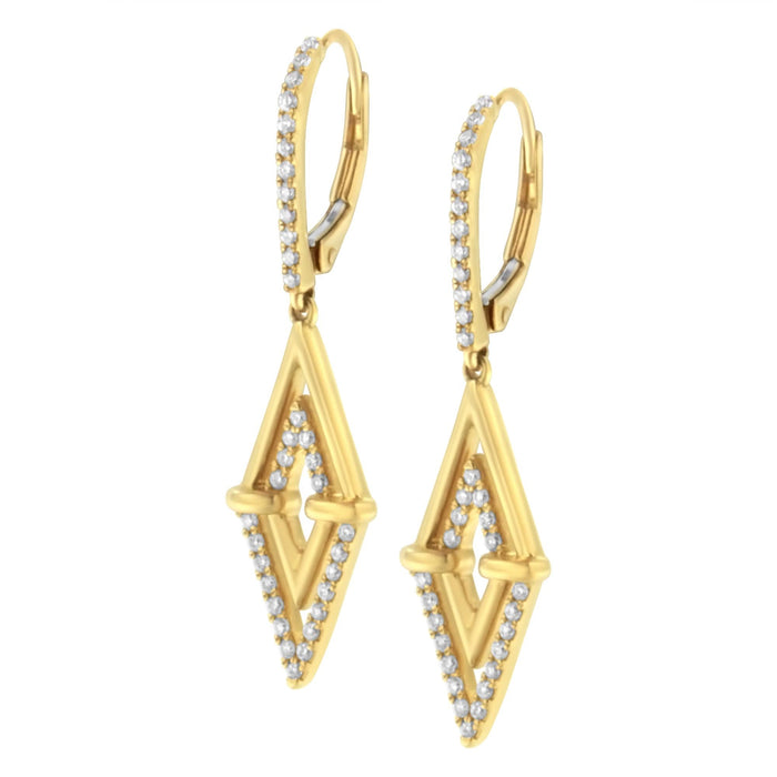 3/8 Ct. T.W. Double Triangle Drop and Dangle Diamond Earrings in 14K Yellow Gold, photo 4