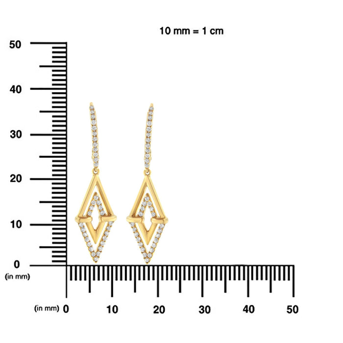 3/8 Ct. T.W. Double Triangle Drop and Dangle Diamond Earrings in 14K Yellow Gold, photo 5