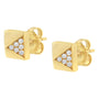 Aretes de botón de pirámide con diamantes de 1/4 ct. p.t. en oro amarillo de 14K, foto 5