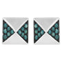 Aretes de botón de pirámide con diamantes azules tratados de 1/4 ct. p.t. en oro blanco de 14K, foto 1