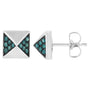 Aretes de botón de pirámide con diamantes azules tratados de 1/4 ct. p.t. en oro blanco de 14K, foto 2