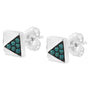 Aretes de botón de pirámide con diamantes azules tratados de 1/4 ct. p.t. en oro blanco de 14K, foto 5