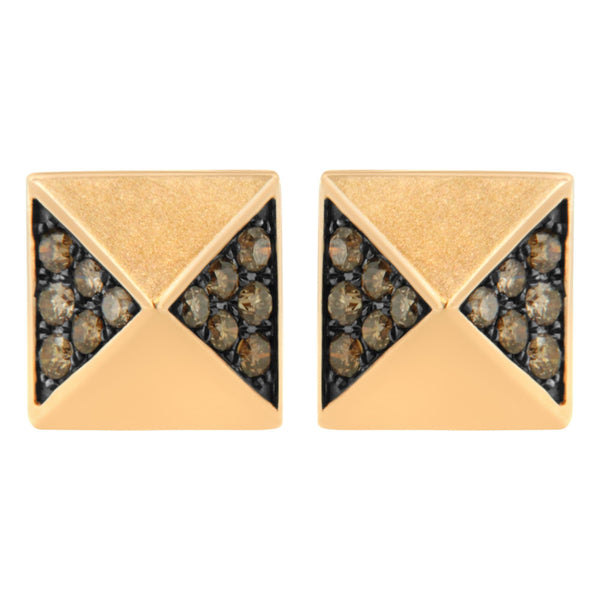 1/4 Ct. T.W. Treated Brown Diamond Pyramid Stud Earrings in 14K Rose Gold, photo 1