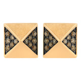 Aretes de botón de pirámide con diamantes marrones tratados de 1/4 ct. p.t. en oro rosa de 14K