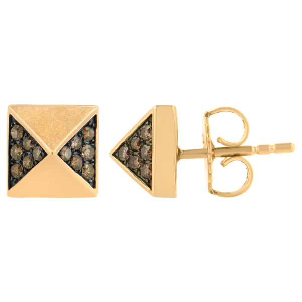 1/4 Ct. T.W. Treated Brown Diamond Pyramid Stud Earrings in 14K Rose Gold, photo 2
