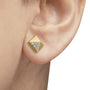Aretes de botón de pirámide con diamantes de 1/4 ct. p.t. en oro amarillo de 14K, foto 3
