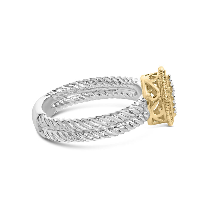 Diamond Cross Ring with Satin Finish in 18K Yellow Gold-Plated Sterling Silver, photo 2