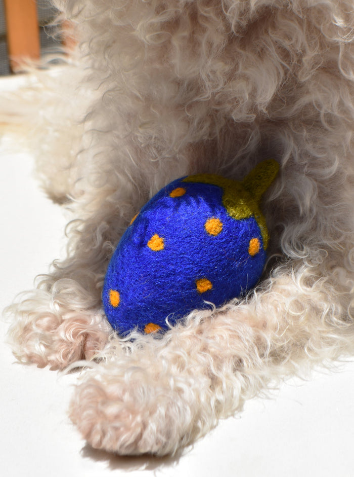 Blue Strawberry Wool Dog Toy, photo 4