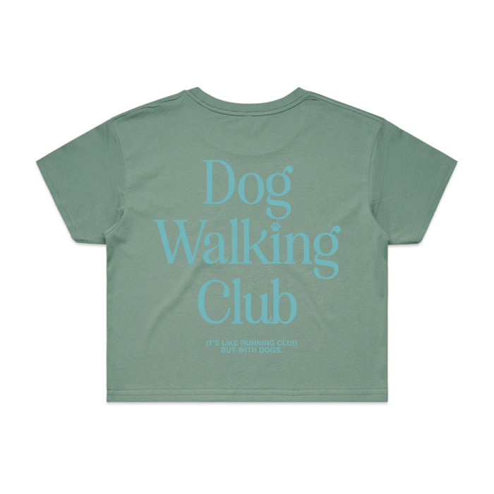 Dog Walking Club Crop Top in sage / teal print
