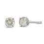 Aretes de botón clásicos de 4 garras con diamantes sal y pimienta talla redonda en plata de ley, foto 1