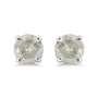 Aretes de botón clásicos de 4 garras con diamantes sal y pimienta talla redonda en plata de ley, foto 2