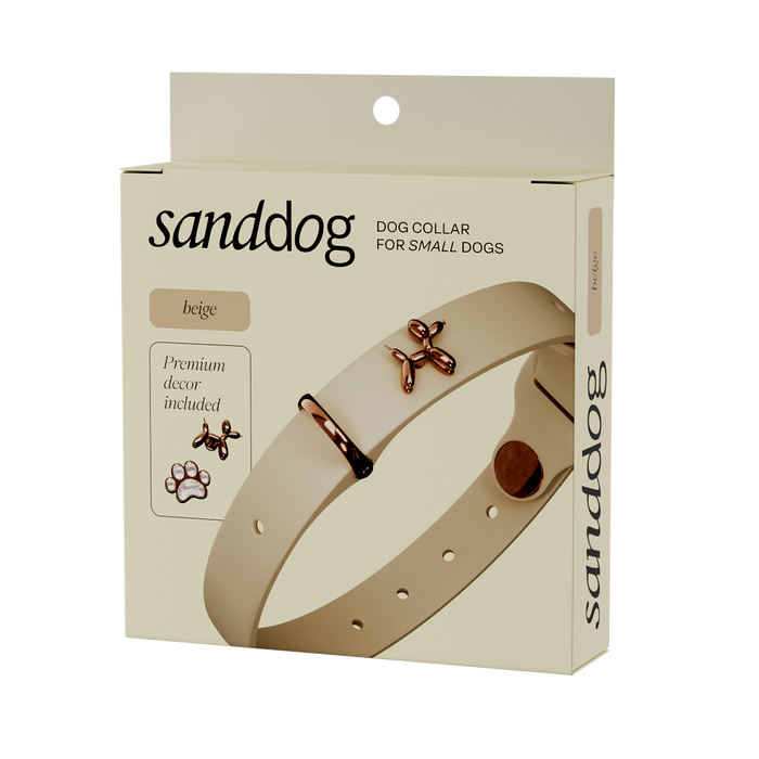 Beige Dog Collar with Balloon Dog Charms, photo 3