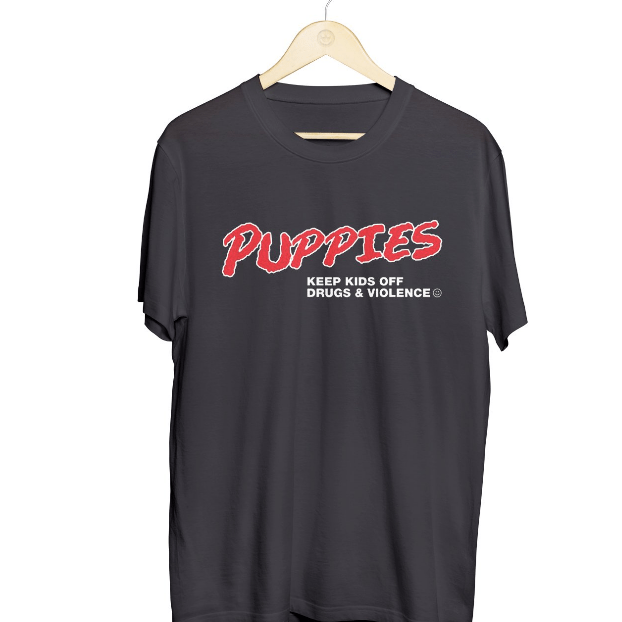 Puppies Keep Kids Off Drugs and Alcohol Unisex Crewneck Tee in black