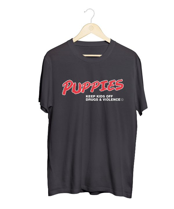 Puppies Keep Kids Off Drugs and Alcohol Unisex Crewneck Tee in black