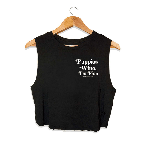 Puppies & Wine 2.0 Crop Top in black