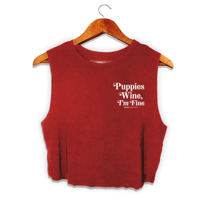 Puppies & Wine 2.0 Crop Top in maroon