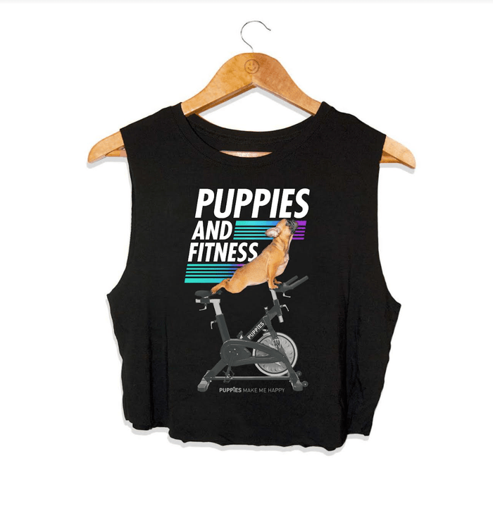 Puppies & Fitness Spin Bike Future Colors Crop Top in black