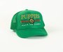 Pup Lux Metallic Gold Puff Trucker Hat in kelly green
