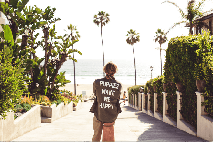 Puppies Make Me Happy Military Button-Up Shirt