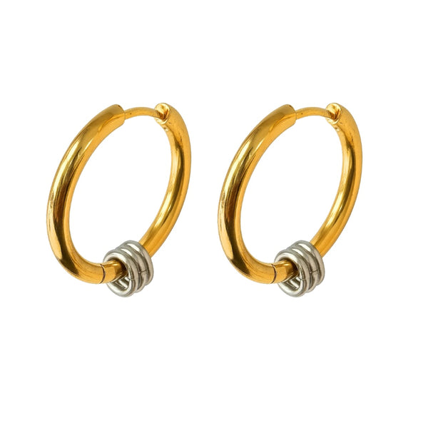 Signature Style Mixed Metal Two-Tone Hoop Earrings, photo 1