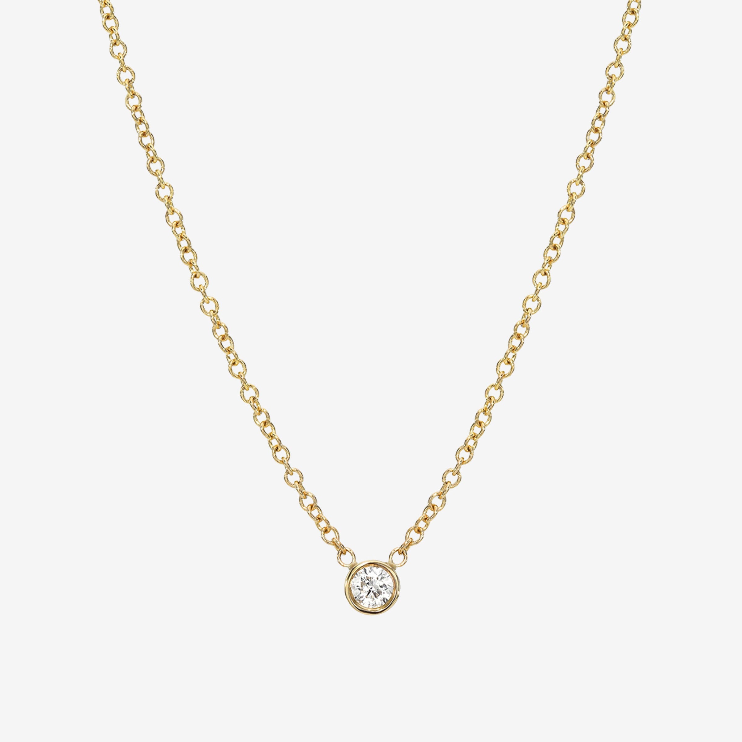 Collar con pequeño diamante en bisel en oro de 14K, foto 1