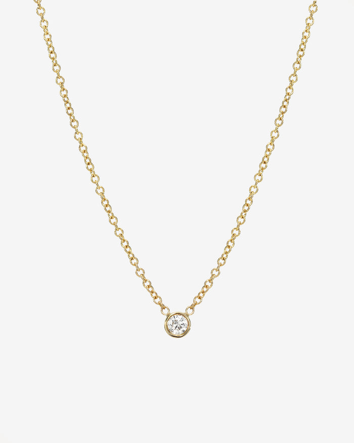 Collar con pequeño diamante en bisel en oro de 14K, foto 1
