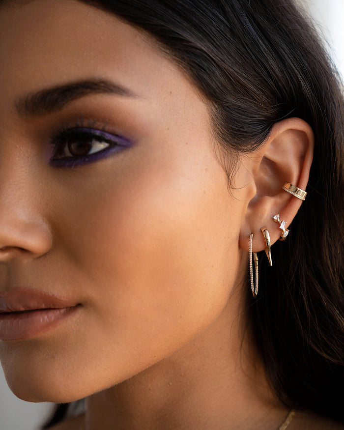 14K Gold Thick Diamond Ear Cuff, photo 5