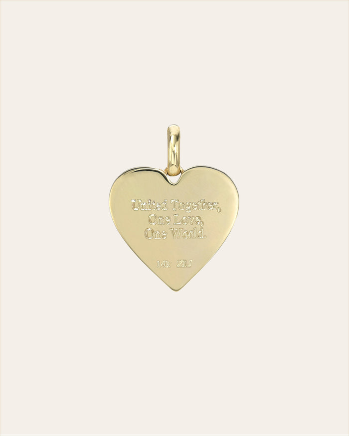 Dije de corazón One Love pequeño en oro de 14K, foto 4