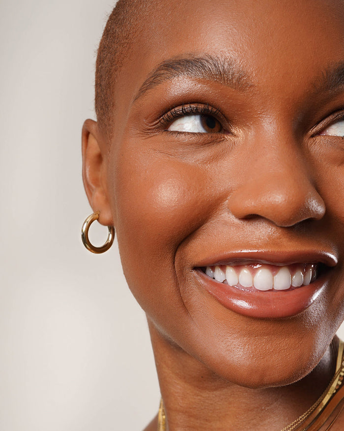 14K Gold Small Thick Hoop Earrings, photo 5