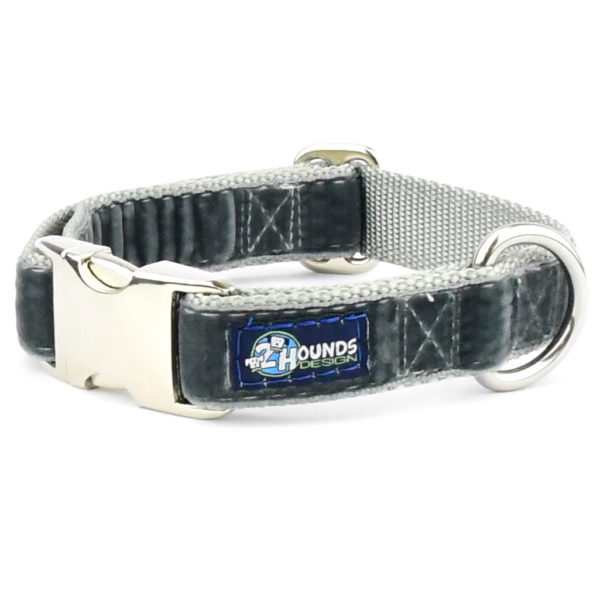 Smoke Gray Velvet Essential Martingale Dog Collar, photo 1