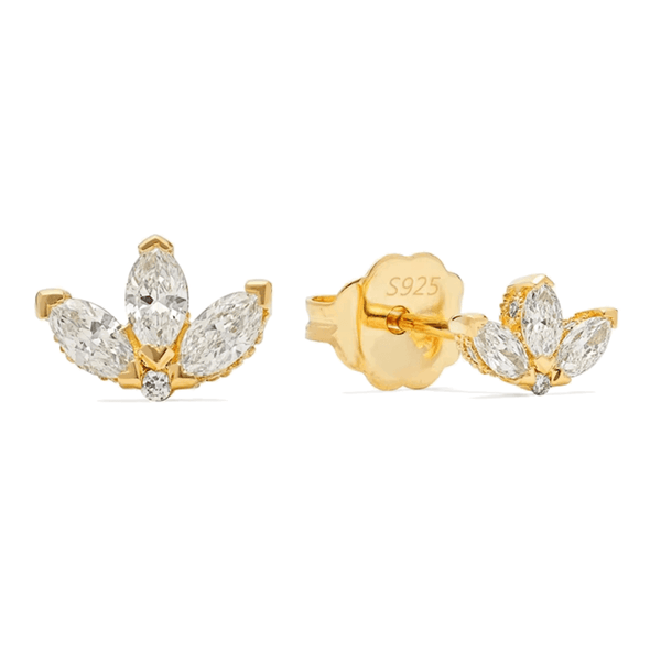 Solis Golden Blossom Cubic Zirconia Stud Earrings, photo 1