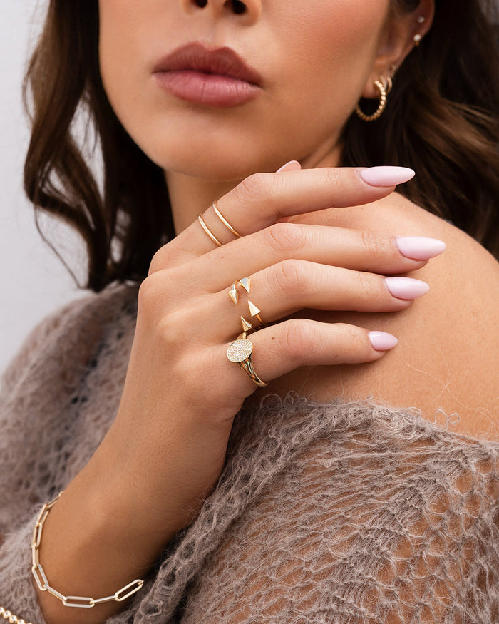 14K Gold Pave Diamond Signet Ring, photo 5