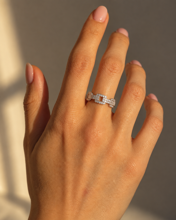 Anillo Bold Chain con zirconias cúbicas, foto 2