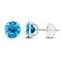 Aretes de botón de topacio azul suizo de 2.00 CTW en oro blanco de 14K, foto 2
