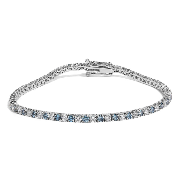 4 Ct. T.W. Alternating White and Blue Lab-Grown Diamond Tennis Bracelet in 14K White Gold, photo 1