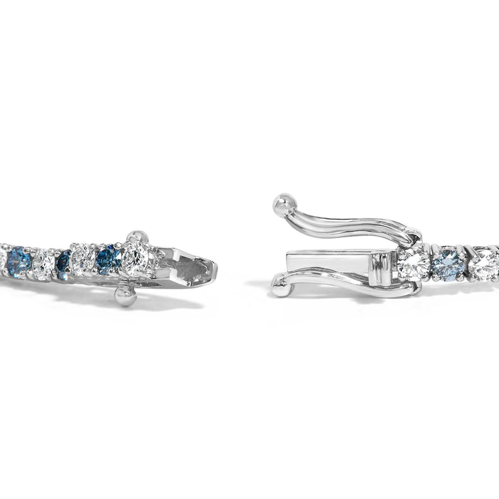 4 Ct. T.W. Alternating White and Blue Lab-Grown Diamond Tennis Bracelet in 14K White Gold, photo 2