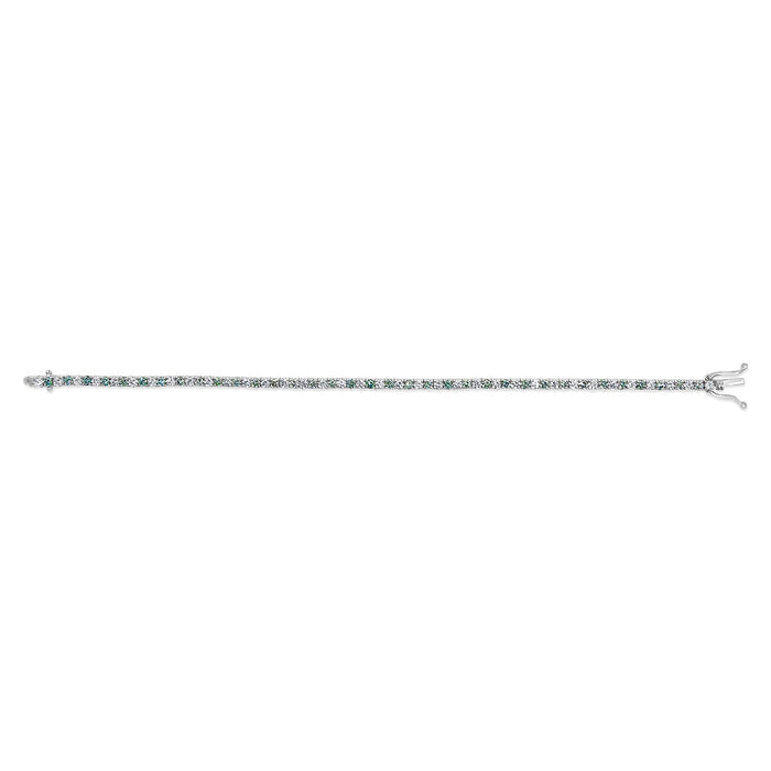 4 Ct. T.W. Alternating White and Blue Lab-Grown Diamond Tennis Bracelet in 14K White Gold, photo 4