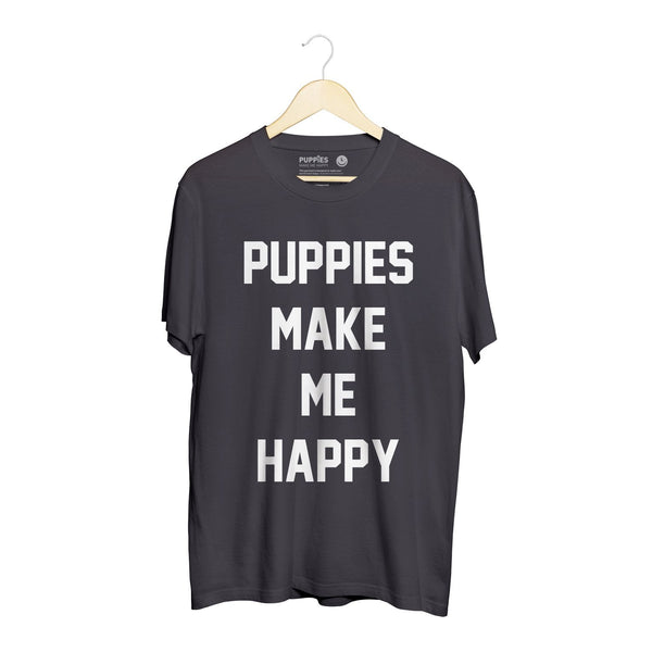 Puppies Make Me Happy Unisex Tee in puppies soft black