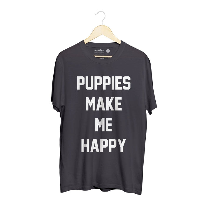 Puppies Make Me Happy Unisex Tee in puppies soft black
