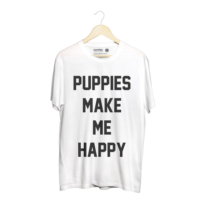 Puppies Make Me Happy Unisex Tee in white