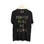 Camo Puppies Make Me Happy Unisex Crewneck Tee in black