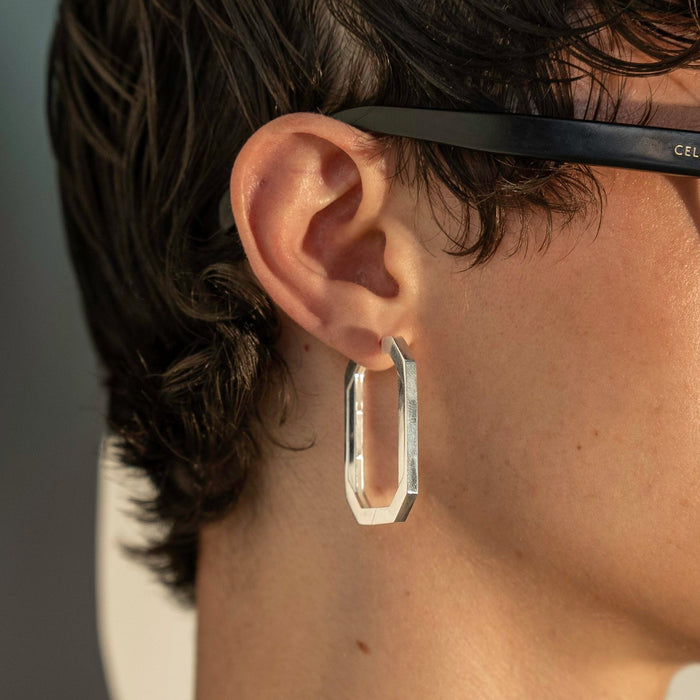 Aretes de aro Tall Geo para hombre, foto 2