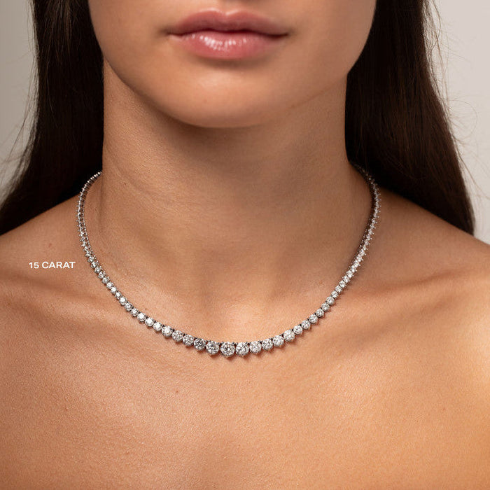 15 CTW Lab-Created Moissanite Necklace in Gold-Plated Brass, photo 3