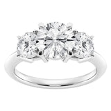 Anillo de tres piedras con diamantes cultivados en laboratorio de 2 CTW en oro blanco de 14K