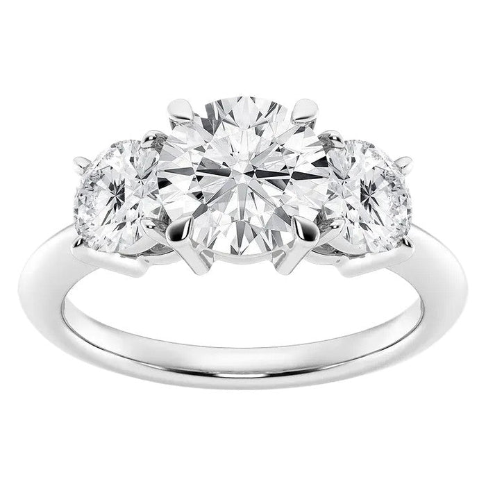 Anillo de tres piedras con diamantes cultivados en laboratorio de 2 CTW en oro blanco de 14K, foto 1