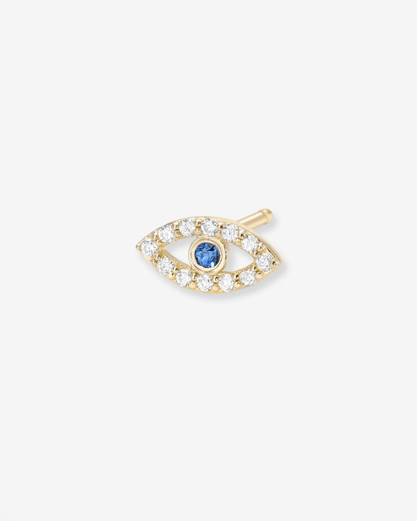 14K Gold Tiny Diamond Evil Eye Stud Earring, photo 1